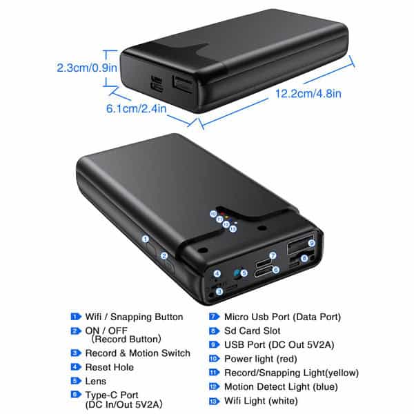 Camera Sạc Dự Phòng W28 Pro 4K 7 Camera Sạc Dự Phòng W28 Pro 4K - Ảnh 5